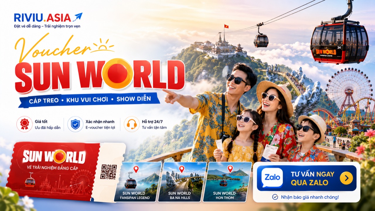 Voucher Sun World cáp treo, khu vui chơi và show diễn