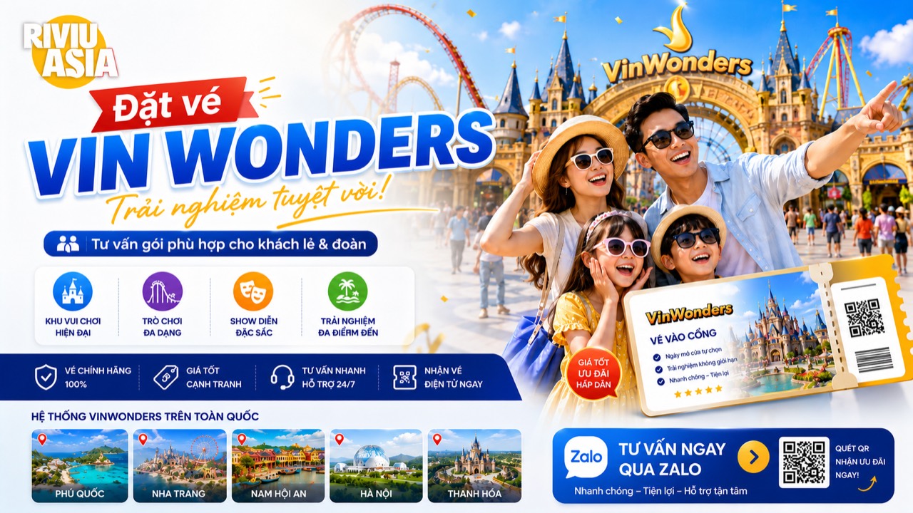 Đặt vé VinWonders toàn quốc qua RIVIU.ASIA